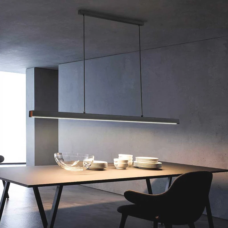 Lineaire Hanglamp Aluminium LED Dimbaar Modern Minimalistisch Design Zwart Wit Eetkamer Woonkamer Verlichting | Sansoti
