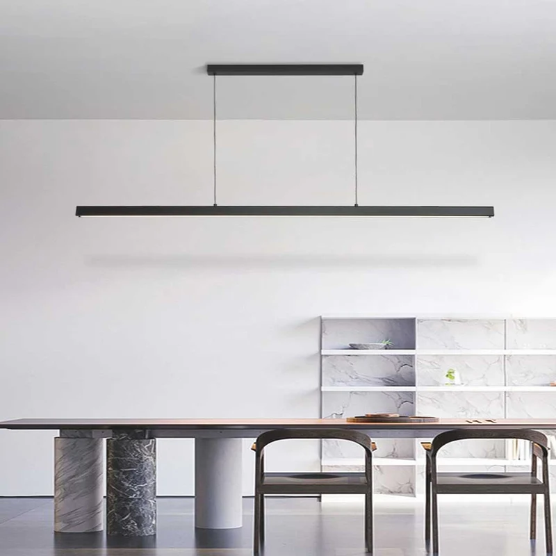 Lineaire Hanglamp Aluminium LED Dimbaar Modern Minimalistisch Design Zwart Wit Eetkamer Woonkamer Verlichting | Sansoti