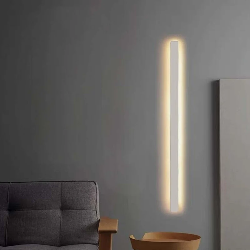 Lineaire LED Wandlamp Aluminium Dimbaar Zwart Wit Modern Smal Design Slaapkamer Woonkamer Sfeerverlichting | Sansoti