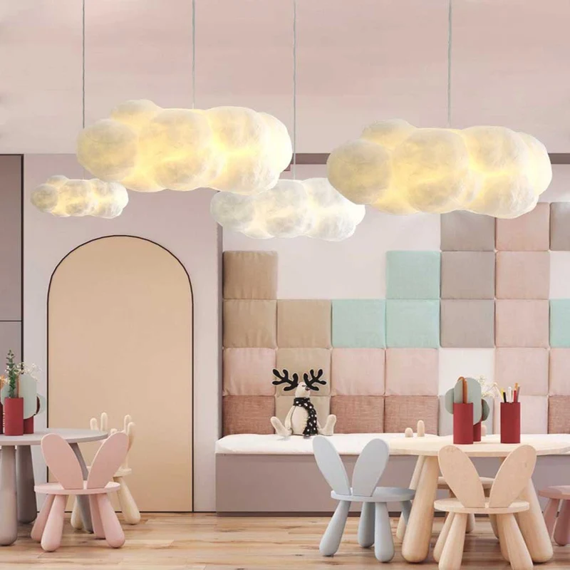Hanglamp Wolk Ontwerp Katoen Metaal Wit 30-100cm Woonkamer Slaapkamer LED Verlichting Scandinavisch Lamp | Sansoti