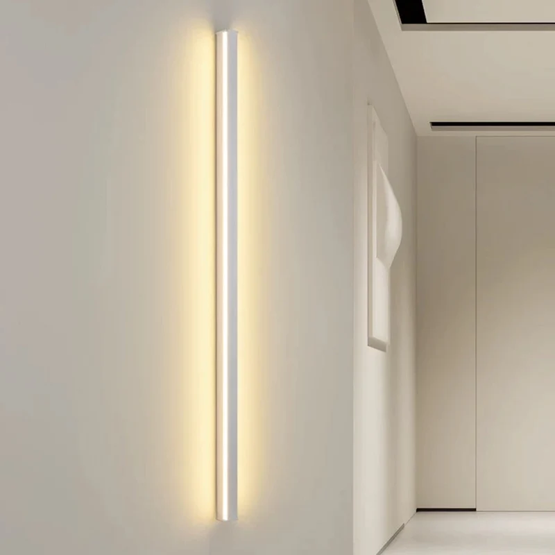 Lineaire LED Wandlamp Dimbaar Zwart Wit Slaapkamer Woonkamer Modern Minimalistisch Design Sfeerverlichting | Sansoti