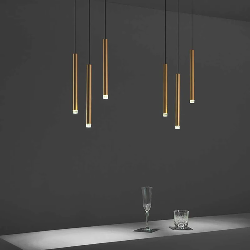 Gouden Hanglamp Slanke Buis LED Verstelbaar 3 Lichttemperaturen Modern Minimalistisch Design Aluminium | Sansoti
