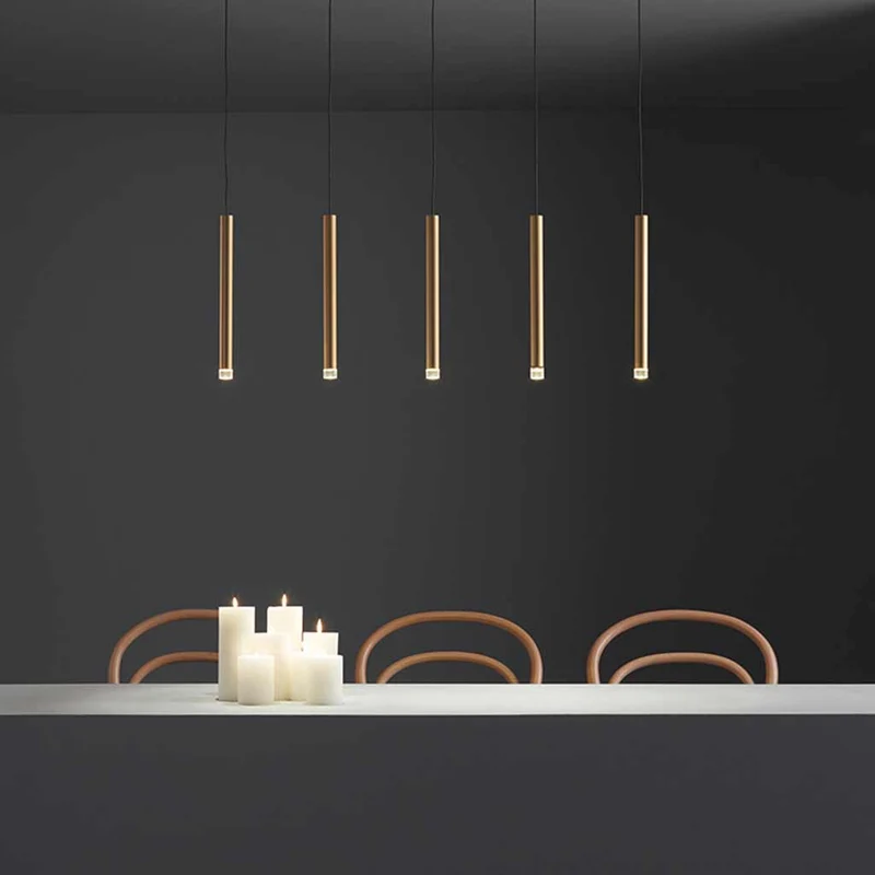 Gouden Hanglamp Slanke Buis LED Verstelbaar 3 Lichttemperaturen Modern Minimalistisch Design Aluminium | Sansoti