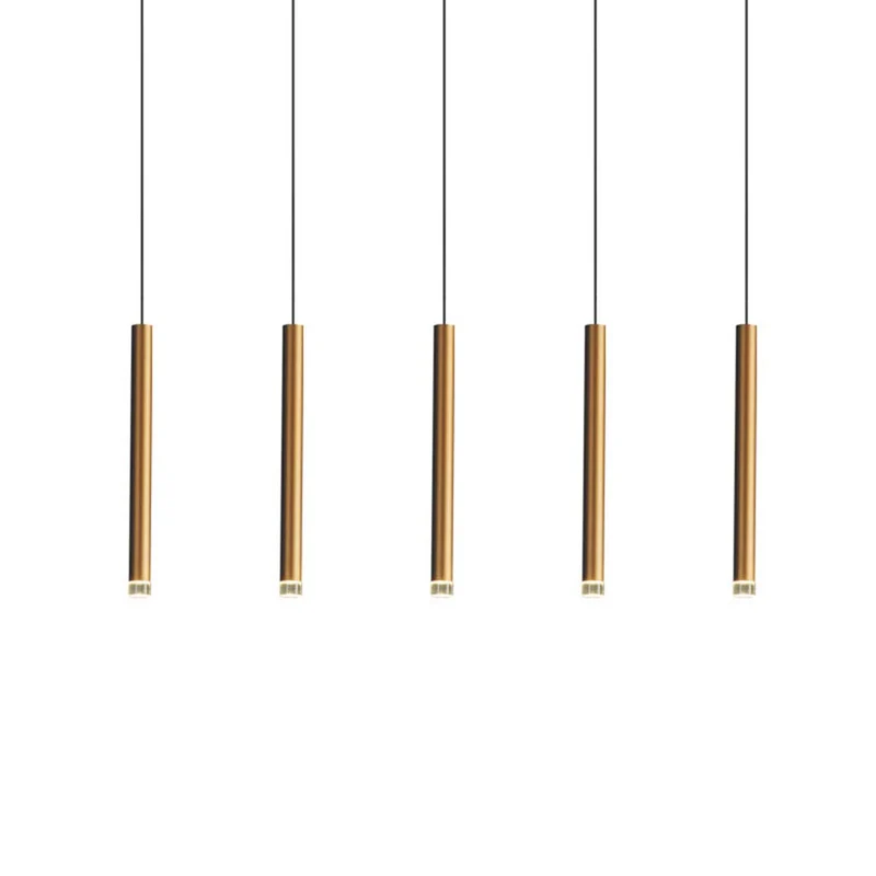 Gouden Hanglamp Slanke Buis LED Verstelbaar 3 Lichttemperaturen Modern Minimalistisch Design Aluminium | Sansoti