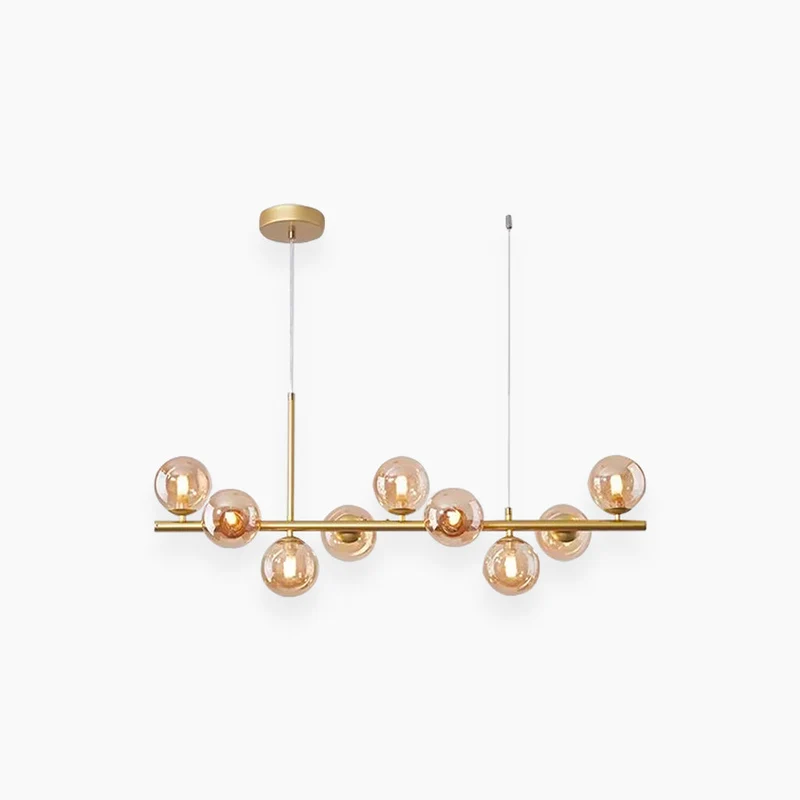 Glazen Bol Hanglamp met Gouden Frame 7-11 Lichtpunten Moderne Kroonluchter Verstelbare Kleurtemperatuur | Sansoti