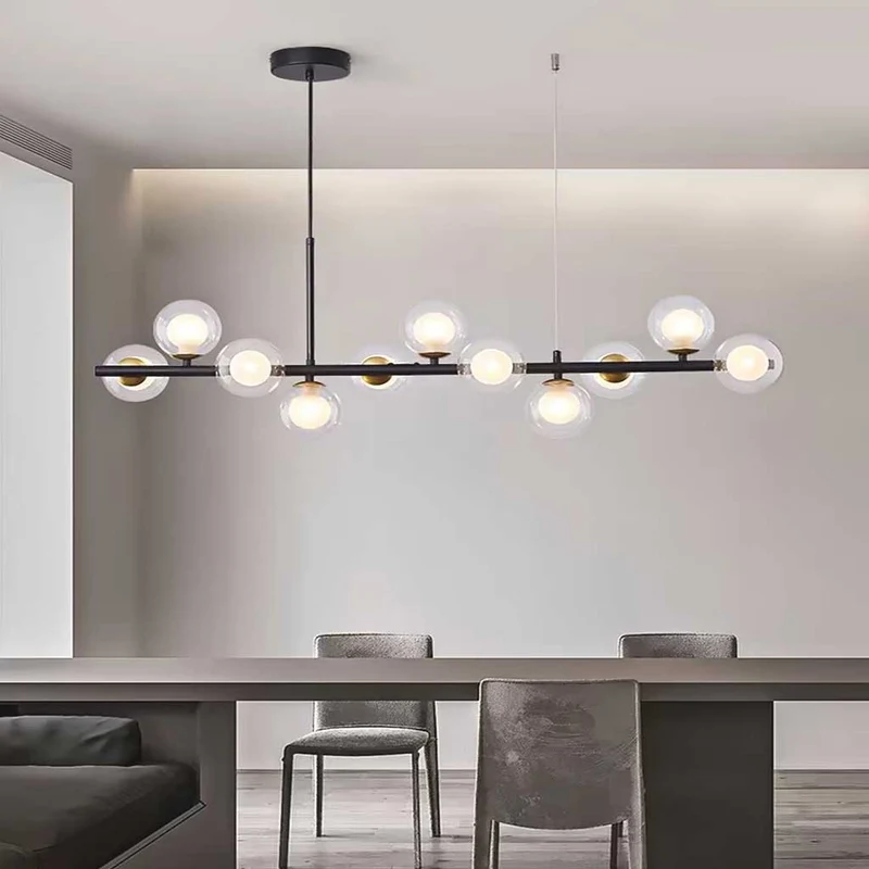 Glazen Bol Hanglamp met Gouden Frame 7-11 Lichtpunten Moderne Kroonluchter Verstelbare Kleurtemperatuur | Sansoti