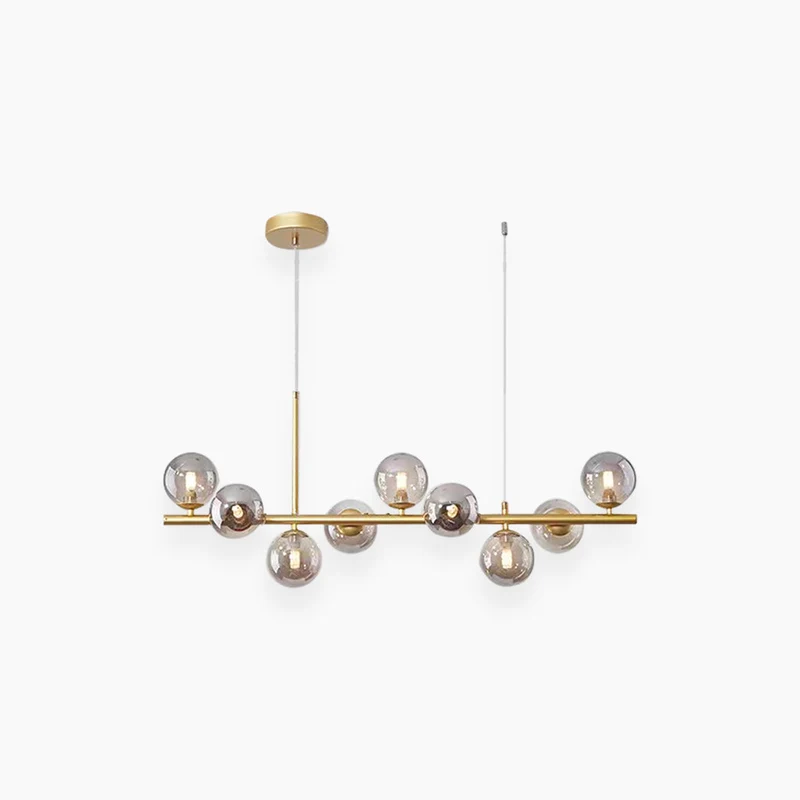 Glazen Bol Hanglamp met Gouden Frame 7-11 Lichtpunten Moderne Kroonluchter Verstelbare Kleurtemperatuur | Sansoti