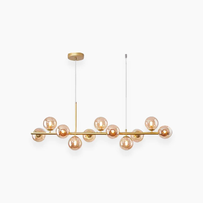 Glazen Bol Hanglamp met Gouden Frame 7-11 Lichtpunten Moderne Kroonluchter Verstelbare Kleurtemperatuur | Sansoti