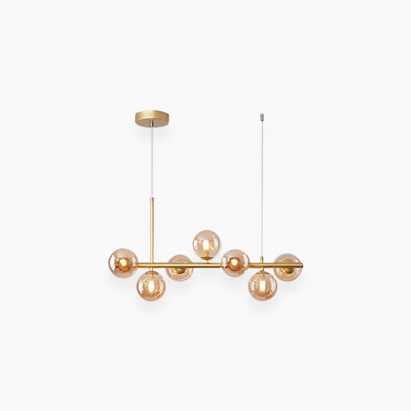 Glazen Bol Hanglamp met Gouden Frame 7-11 Lichtpunten Moderne Kroonluchter Verstelbare Kleurtemperatuur | Sansoti