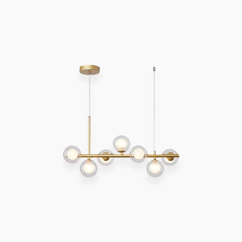 Glazen Bol Hanglamp met Gouden Frame 7-11 Lichtpunten Moderne Kroonluchter Verstelbare Kleurtemperatuur | Sansoti
