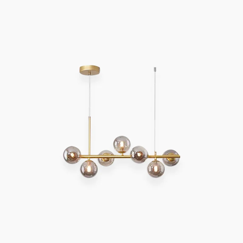 Glazen Bol Hanglamp met Gouden Frame 7-11 Lichtpunten Moderne Kroonluchter Verstelbare Kleurtemperatuur | Sansoti