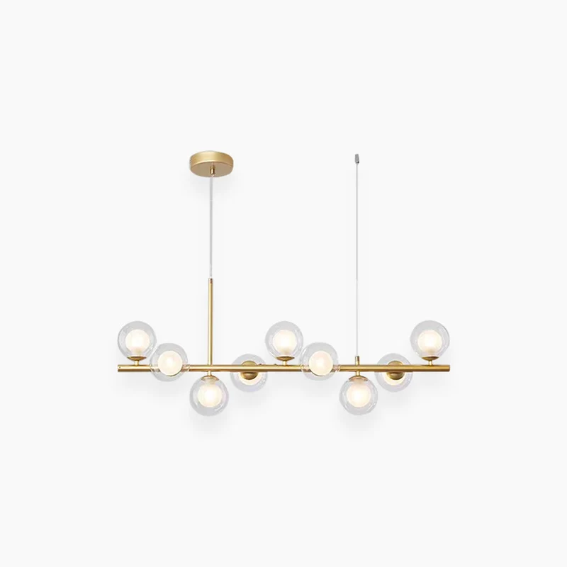 Glazen Bol Hanglamp met Gouden Frame 7-11 Lichtpunten Moderne Kroonluchter Verstelbare Kleurtemperatuur | Sansoti