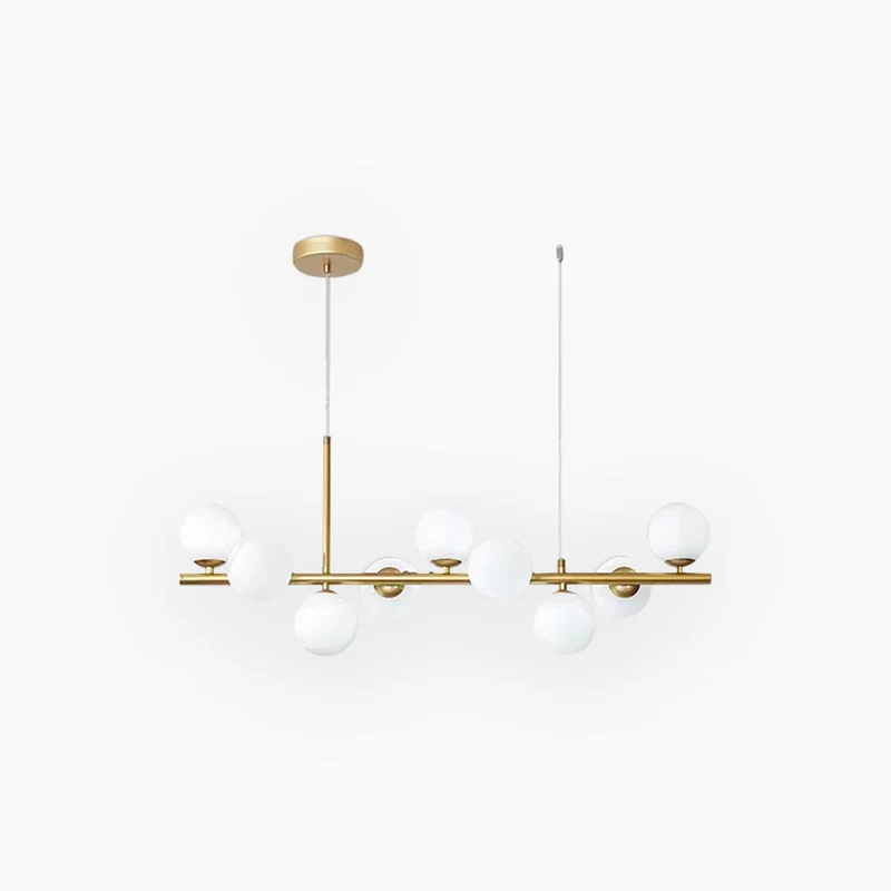 Glazen Bol Hanglamp met Gouden Frame 7-11 Lichtpunten Moderne Kroonluchter Verstelbare Kleurtemperatuur | Sansoti