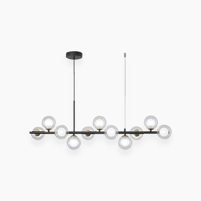 Glazen Bol Hanglamp met Gouden Frame 7-11 Lichtpunten Moderne Kroonluchter Verstelbare Kleurtemperatuur | Sansoti