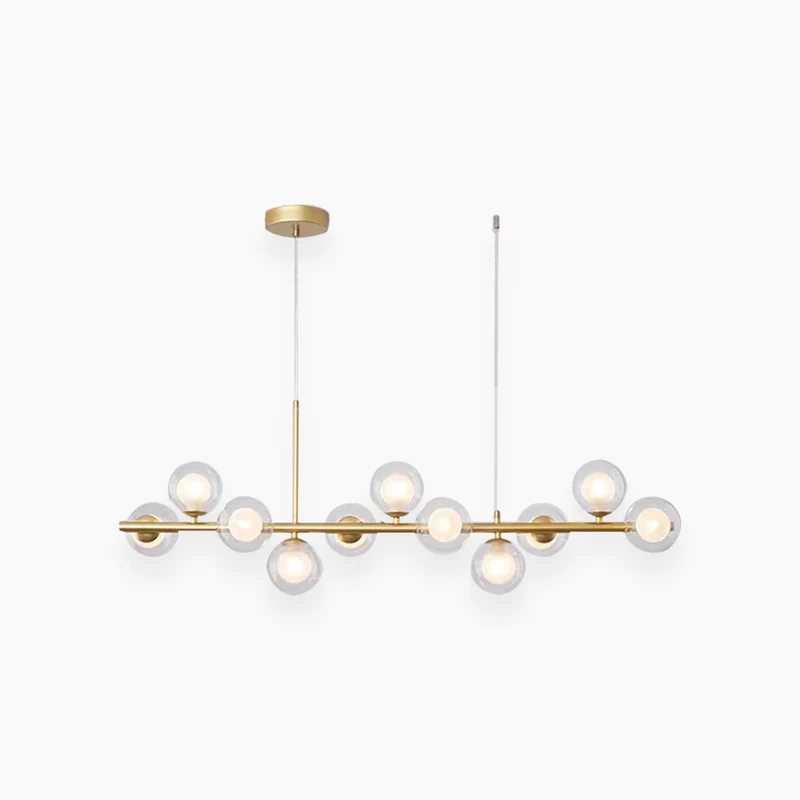 Glazen Bol Hanglamp met Gouden Frame 7-11 Lichtpunten Moderne Kroonluchter Verstelbare Kleurtemperatuur | Sansoti