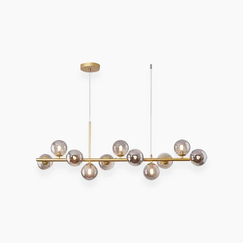 Glazen Bol Hanglamp met Gouden Frame 7-11 Lichtpunten Moderne Kroonluchter Verstelbare Kleurtemperatuur | Sansoti