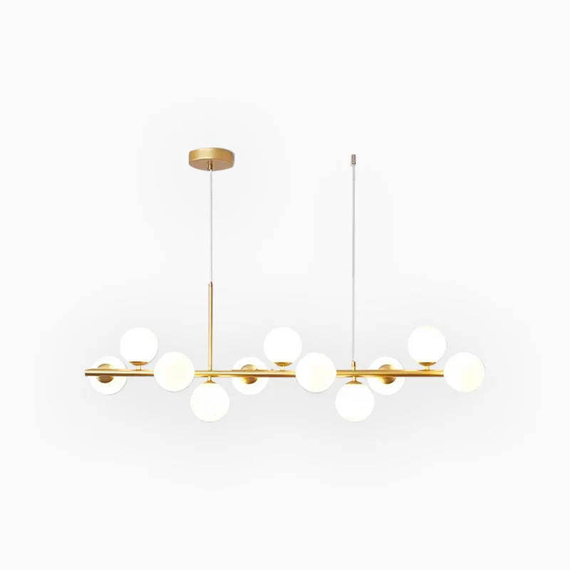 Glazen Bol Hanglamp met Gouden Frame 7-11 Lichtpunten Moderne Kroonluchter Verstelbare Kleurtemperatuur | Sansoti