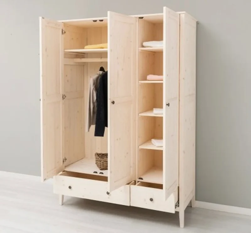 Casa Padrino Kleiderschrank im Landhausstil mit 3 Türen, 141 x 55 x 200 cm
