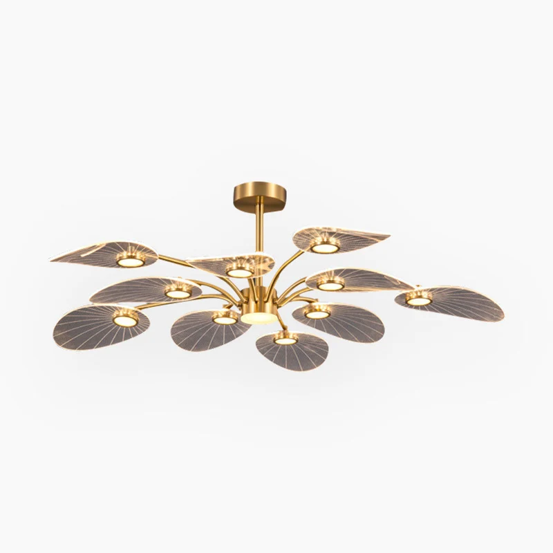 Semi-Plafondlamp Lotus Acryl Goud LED 6-8-10 Armen Woonkamer Eetkamer Slaapkamer Modern Interieur Verlichting | Sansoti