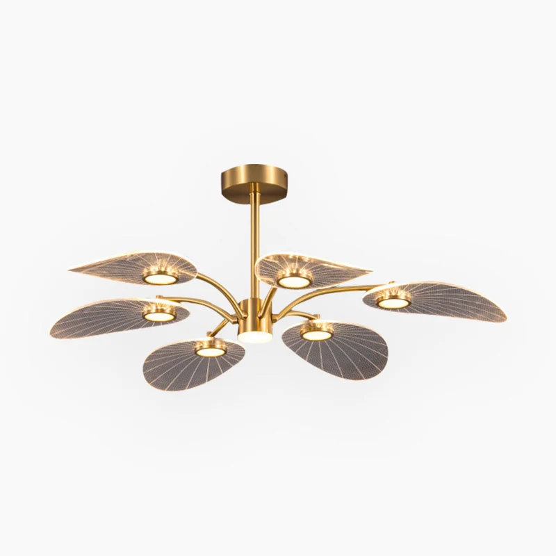 Semi-Plafondlamp Lotus Acryl Goud LED 6-8-10 Armen Woonkamer Eetkamer Slaapkamer Modern Interieur Verlichting | Sansoti