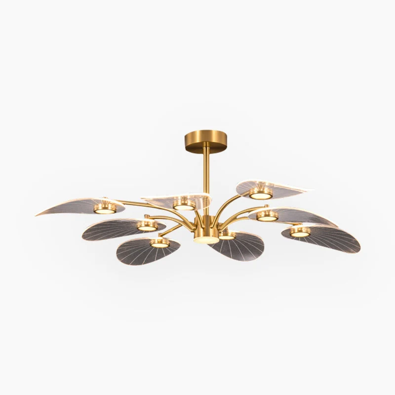 Semi-Plafondlamp Lotus Acryl Goud LED 6-8-10 Armen Woonkamer Eetkamer Slaapkamer Modern Interieur Verlichting | Sansoti