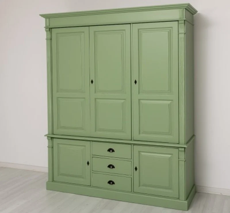 Casa Padrino Kleiderschrank im Landhausstil mit 3 Türen und 3 Schubladen, 176 x 59 x 210 cm