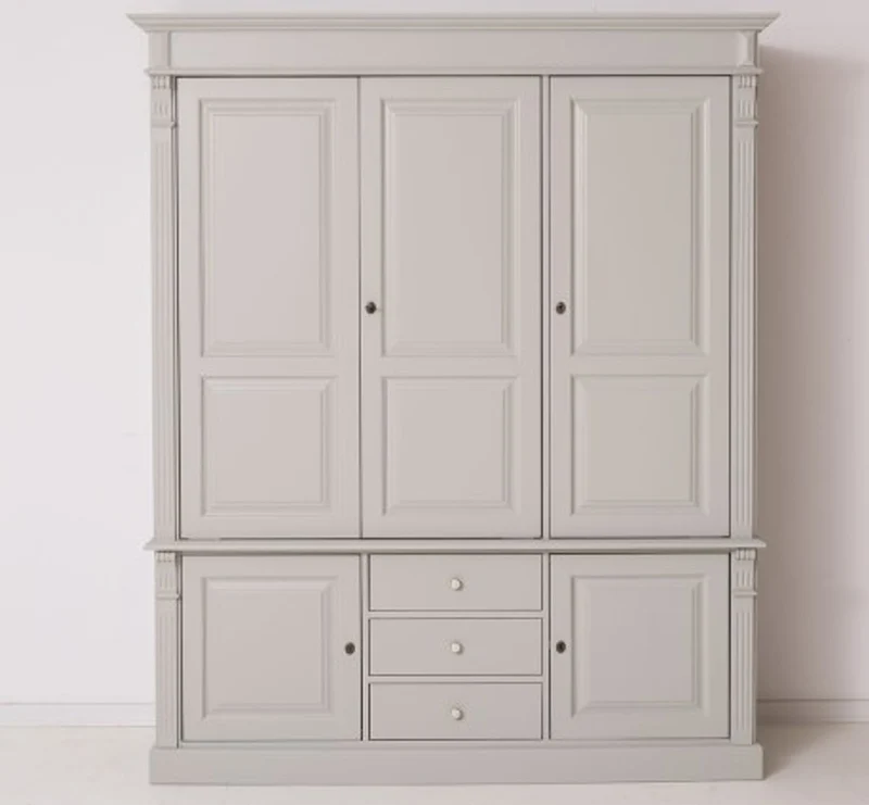 Casa Padrino Kleiderschrank im Landhausstil mit 3 Türen und 3 Schubladen, 176 x 59 x 210 cm