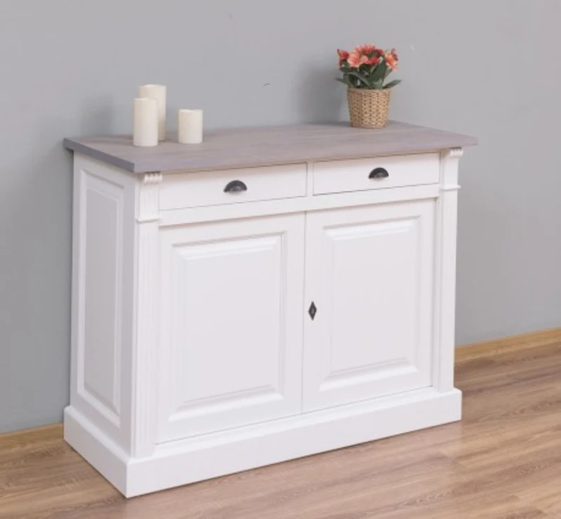 Casa Padrino Sideboard im Landhausstil mit 2 Türen, 2 Schubladen und Eichenholzplatte, 116 x 51 x 90 cm
