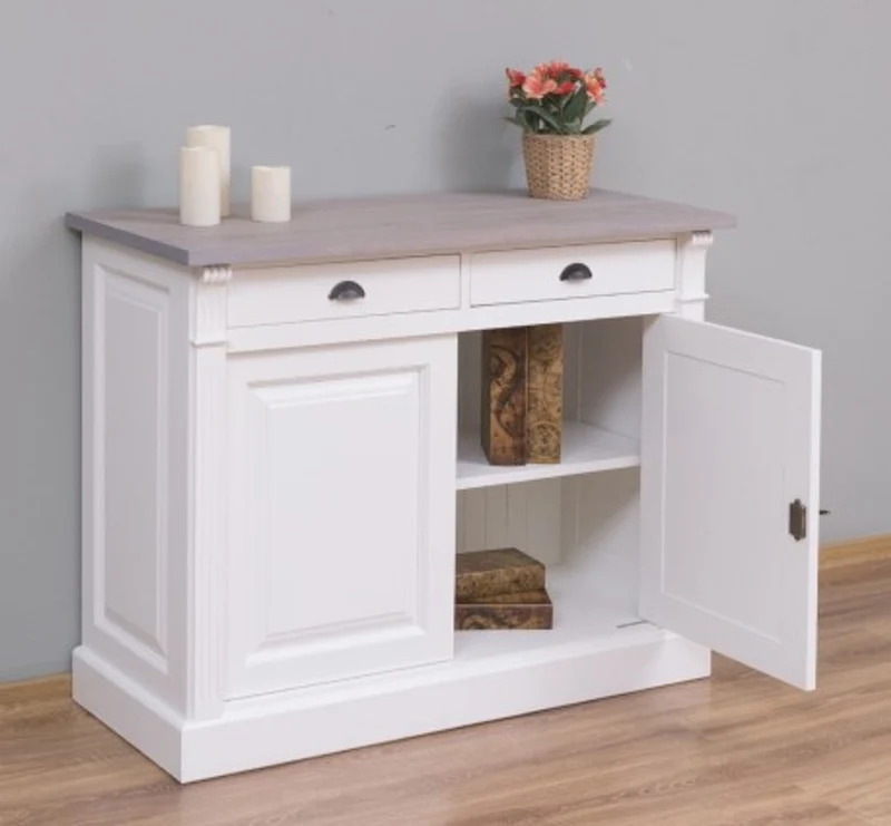 Casa Padrino Sideboard im Landhausstil mit 2 Türen, 2 Schubladen und Eichenholzplatte, 116 x 51 x 90 cm