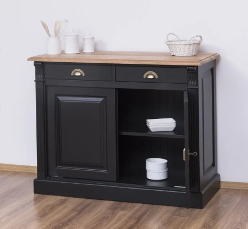 Casa Padrino Sideboard im Landhausstil mit 2 Türen, 2 Schubladen und Eichenholzplatte, 116 x 51 x 90 cm