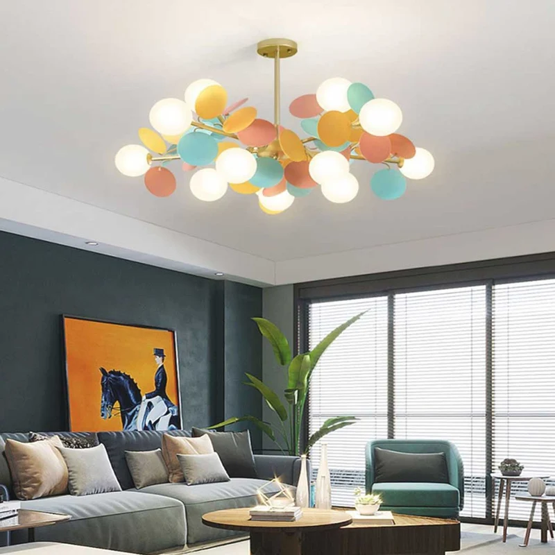 Kroonluchter Modern Opaal Glazen Takken LED Dimbaar Woonkamer Eetkamer Sfeerverlichting Artistiek Design | Sansoti