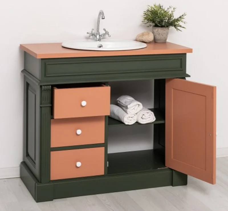 Casa Padrino Schrank im Landhausstil mit 1 Tür und 3 Schubladen, 103 x 51 x 91 cm