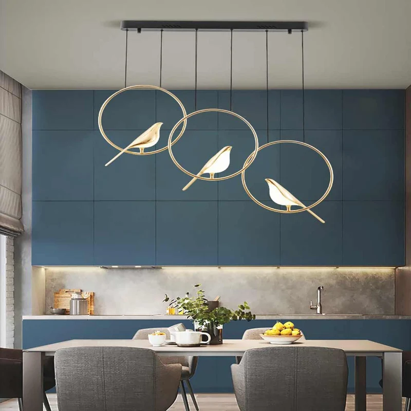 Ekster Hanglamp Zwart Goud LED Kroonluchter Moderne Decoratieve Vogelmotief Verlichting Woonkamer Eetkamer | Sansoti
