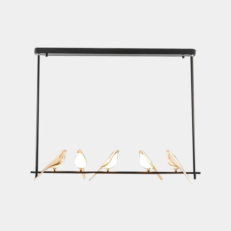 Ekster Hanglamp Zwart Goud LED Kroonluchter Moderne Decoratieve Vogelmotief Verlichting Woonkamer Eetkamer | Sansoti