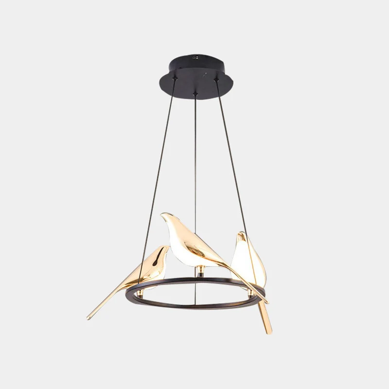 Ekster Hanglamp Zwart Goud LED Kroonluchter Moderne Decoratieve Vogelmotief Verlichting Woonkamer Eetkamer | Sansoti