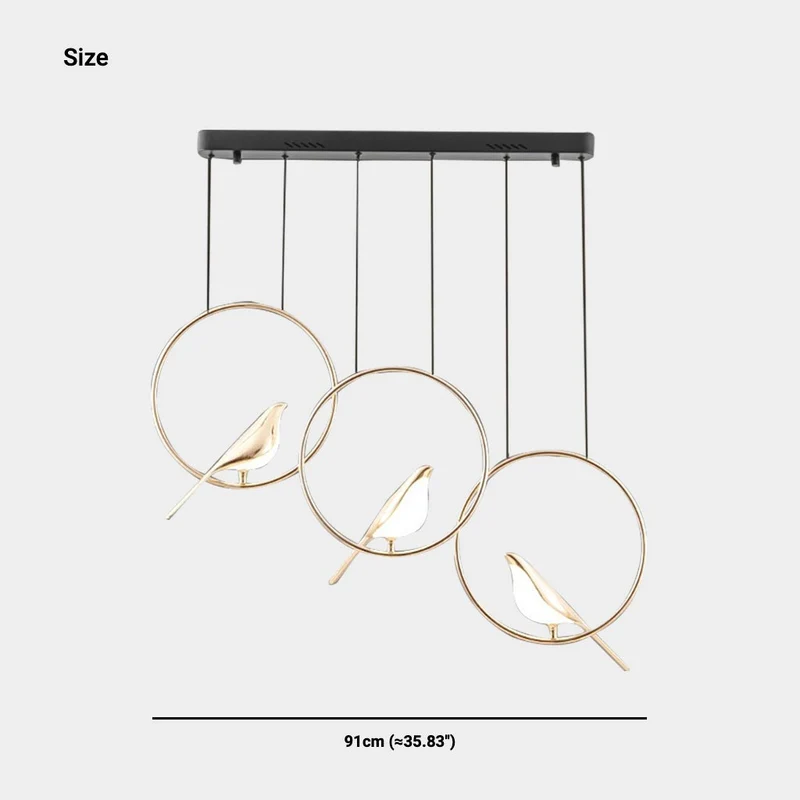 Ekster Hanglamp Zwart Goud LED Kroonluchter Moderne Decoratieve Vogelmotief Verlichting Woonkamer Eetkamer | Sansoti