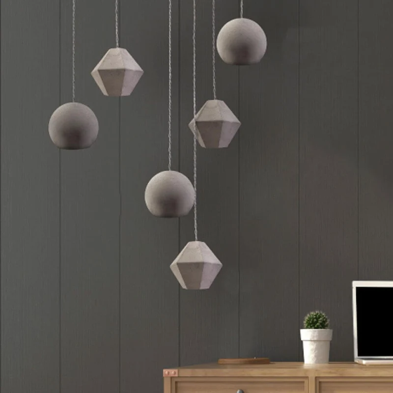 Geo Beton-Pendelleuchte Ø 12,5cm Kugelform GU10