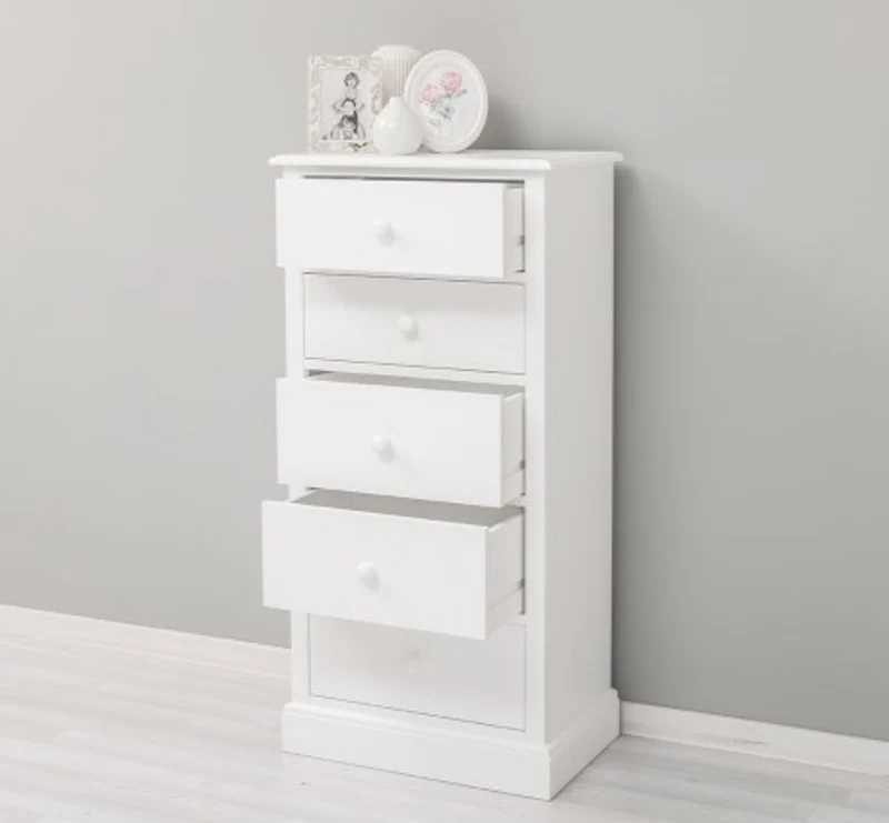 Casa Padrino Kommode im Landhausstil Weiß mit 5 Schubladen, 61 x 38 x 123 cm