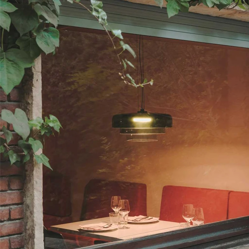 Gelaagde Glazen Hanglamp LED Dimbaar met Gekleurde Schermen Scandinavisch Design voor Eetkamer Woonkamer | Sansoti