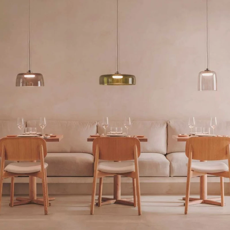 Gelaagde Glazen Hanglamp LED Dimbaar met Gekleurde Schermen Scandinavisch Design voor Eetkamer Woonkamer | Sansoti