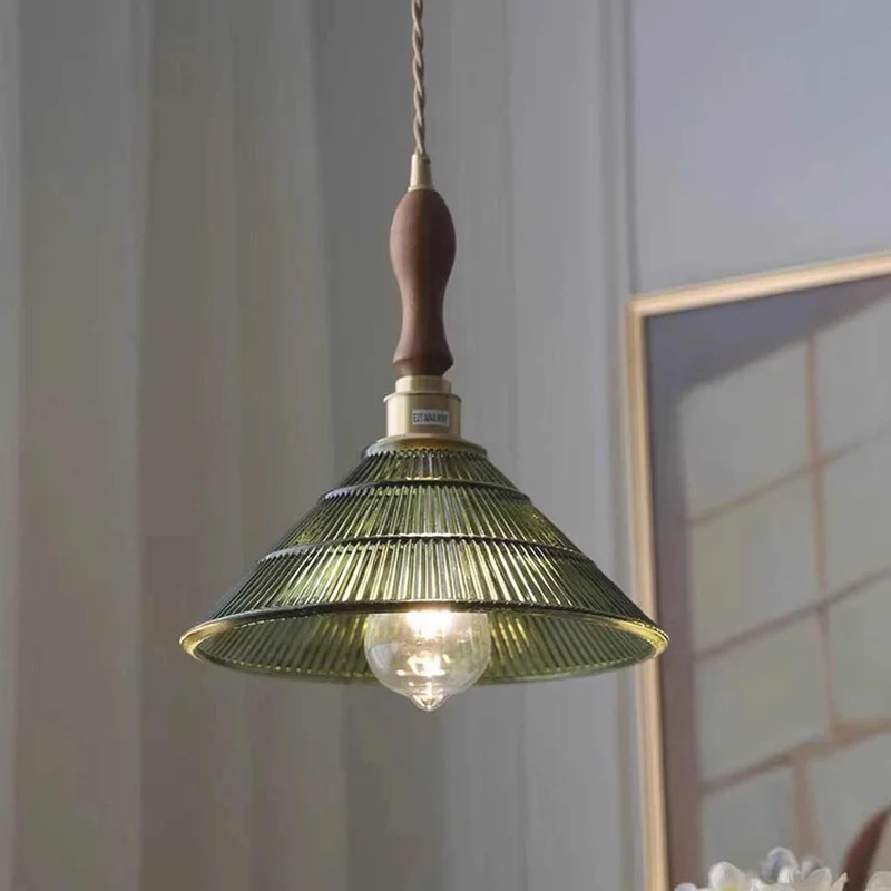 Hanglamp Geribbeld Glas Groen Messing Art Deco Vintage Eetkamer Sfeervol Warm Licht Retro Stijl Design | Sansoti