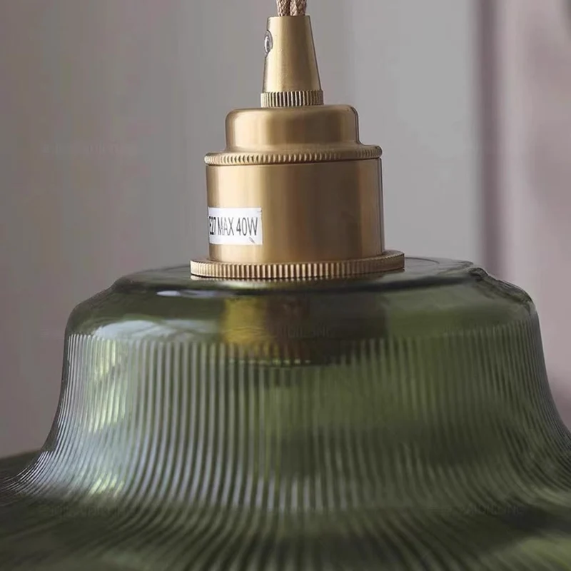Hanglamp Geribbeld Glas Groen Messing Art Deco Vintage Eetkamer Sfeervol Warm Licht Retro Stijl Design | Sansoti