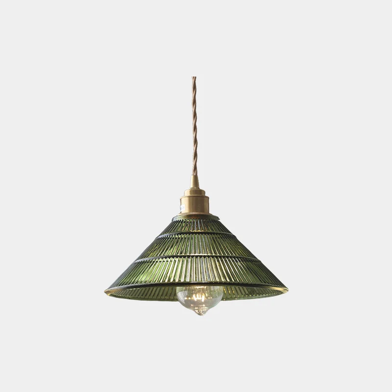 Hanglamp Geribbeld Glas Groen Messing Art Deco Vintage Eetkamer Sfeervol Warm Licht Retro Stijl Design | Sansoti