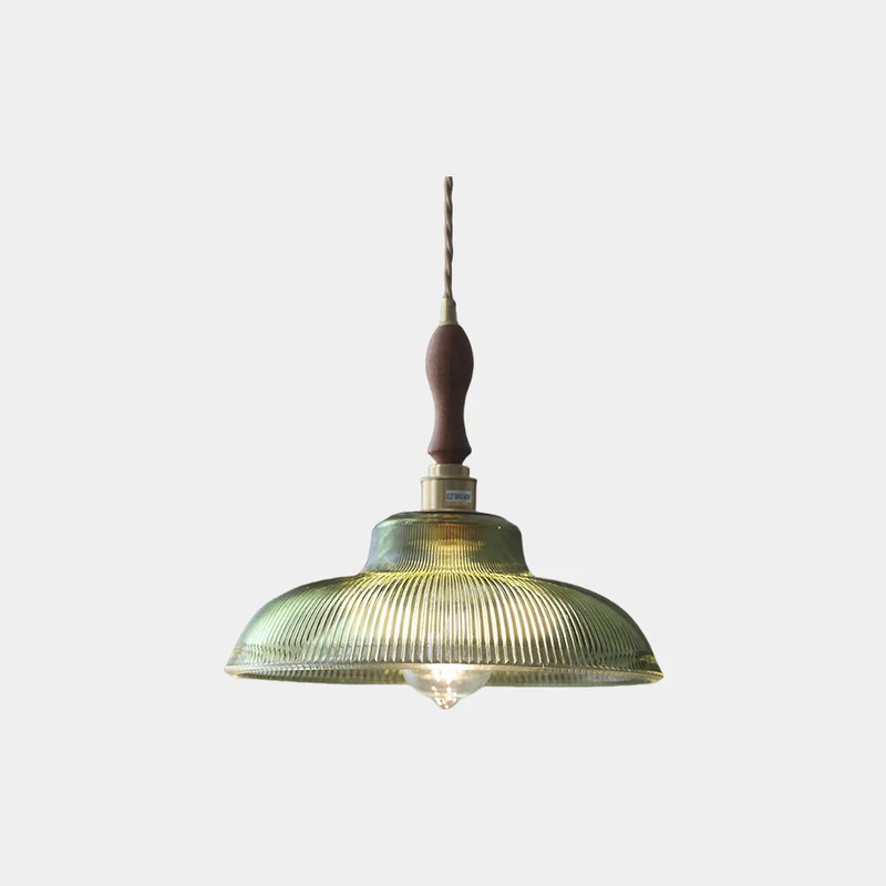 Hanglamp Geribbeld Glas Groen Messing Art Deco Vintage Eetkamer Sfeervol Warm Licht Retro Stijl Design | Sansoti