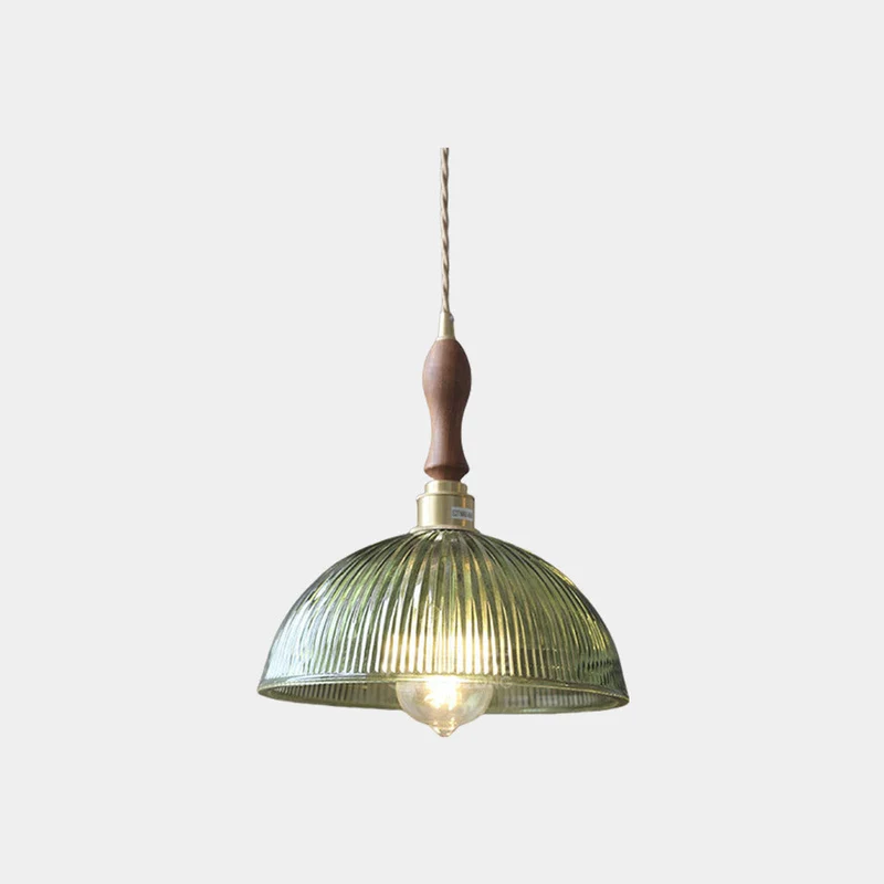 Hanglamp Geribbeld Glas Groen Messing Art Deco Vintage Eetkamer Sfeervol Warm Licht Retro Stijl Design | Sansoti