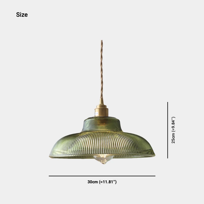 Hanglamp Geribbeld Glas Groen Messing Art Deco Vintage Eetkamer Sfeervol Warm Licht Retro Stijl Design | Sansoti