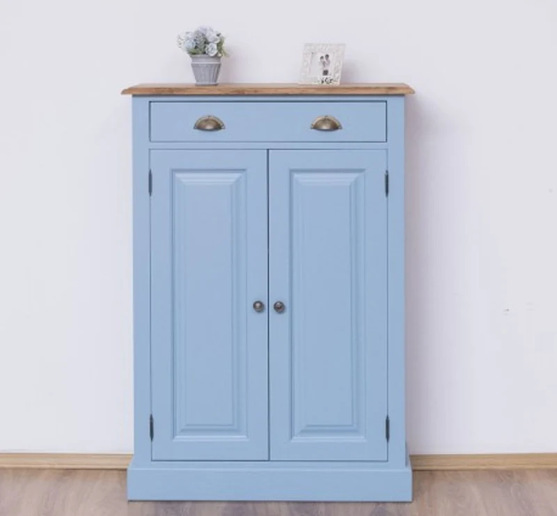 Casa Padrino Schrank im Landhausstil mit 2 Türen, 1 Schublade und Eichenholzplatte, 85 x 35 x 120 cm