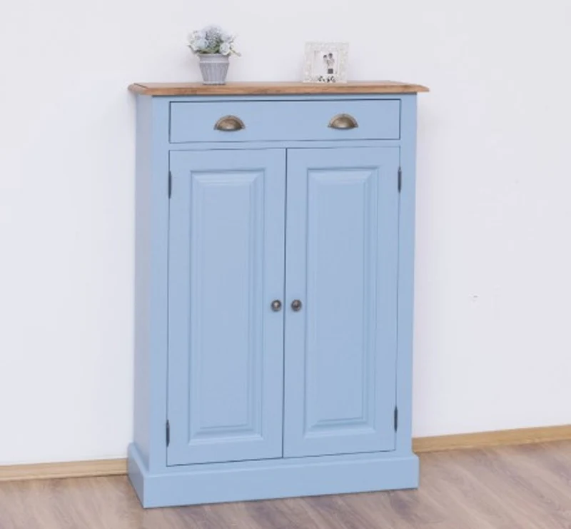 Casa Padrino Schrank im Landhausstil mit 2 Türen, 1 Schublade und Eichenholzplatte, 85 x 35 x 120 cm