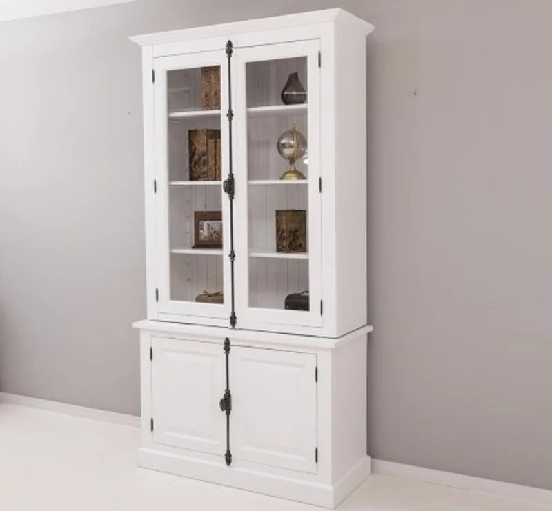 Casa Padrino Sideboard im Landhausstil mit 2 Glastüren, 120 x 50 x 228 cm