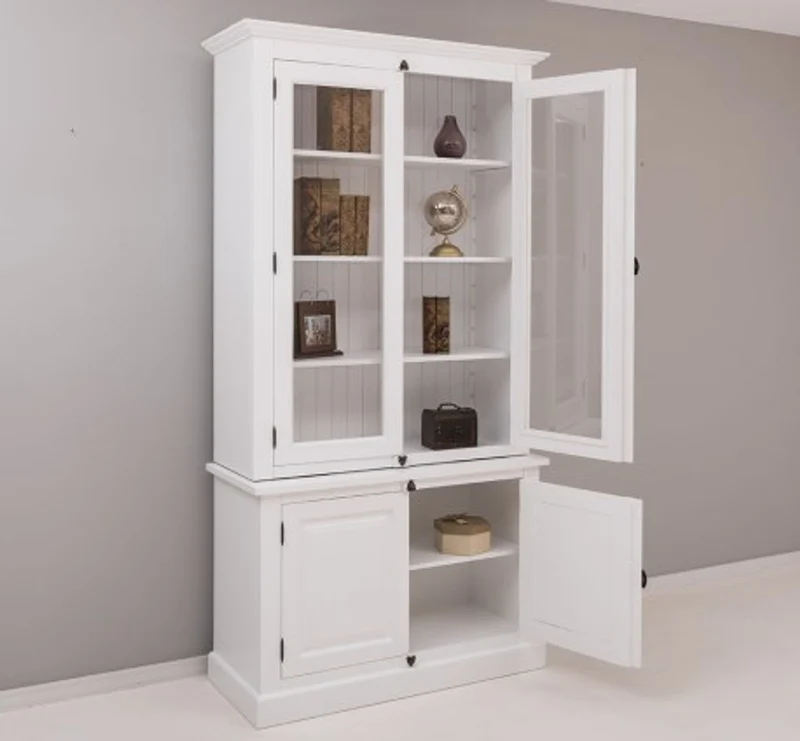 Casa Padrino Sideboard im Landhausstil mit 2 Glastüren, 120 x 50 x 228 cm